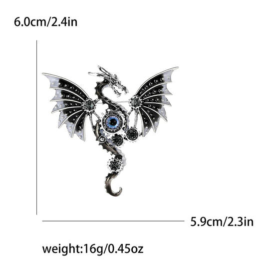Enamel Dragon Pins for Women Rhinestone Flying Dragons Animal Brooch Banquet Party Backpack Gifts Jewelry Accessories