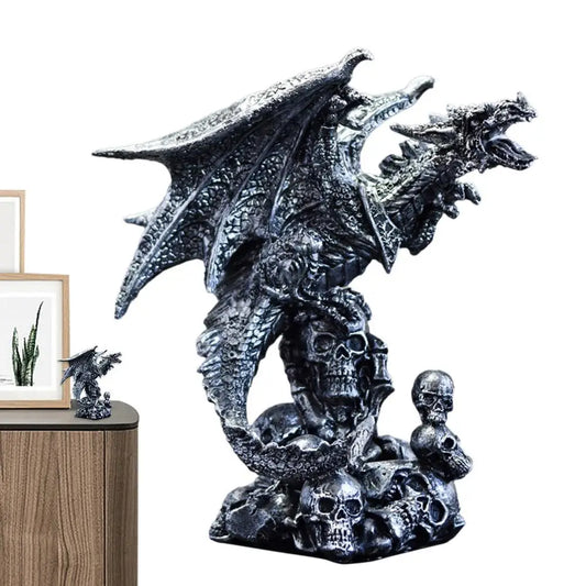 Dragon Skull Statue – Fantasy Medieval Dragon Figurine for Fireplace, Halloween & Home Décor