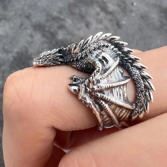 Gothic Punk Dragon Wing Rings – Adjustable Vintage Jewelry for Men & Women