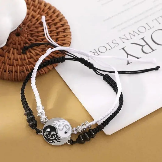 2025 Fashion Dragon Figure Yin Yang Bracelet – Adjustable Couple Jewelry for Valentine's, Friendship &amp; More
